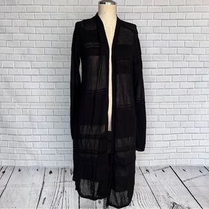 White House Black Market Open Front Long Sleeve Sweater Cardigan In Black